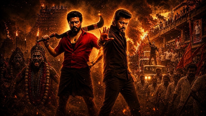 Suriya in Karuppu (left) and Vijay in Jana Nayagan (Imaging by author via AI) Suriya in Karuppu Vijay in Jana Nayagan
