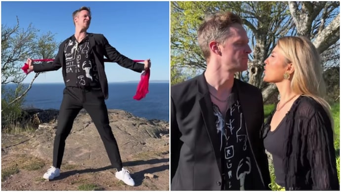 Swedish man recreates Salman Khan's Chunnari Chunnari dance with wife (Photos: @raja.svanberg/Instagram) Swedish man recreates Salman Khan's Chunnari Chunnari dance with wife