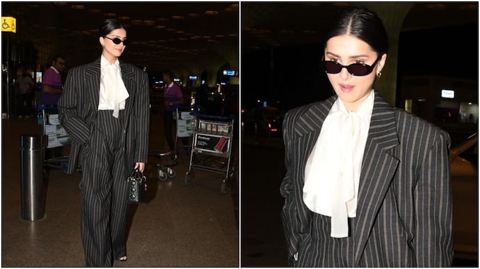 Tara Sutaria was seen at Mumbai airport in a stylish outfit. (Credit: Yogen Shah) Tara Sutaria