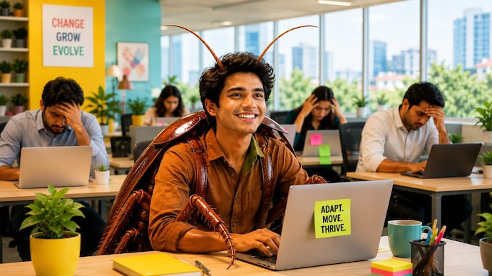 Cockroaches do not survive because they are loyal to one corner of the room. They survive by moving fast. (Photo: AI-generated) The cockroach employee: Why Gen Z is built to survive the workplace, not stay loyal educ