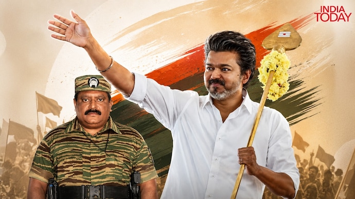 The Tamil cause, Prabhakaran and the LTTE have repeatedly appeared in Vijay’s political messaging. The Tamil cause, Prabhakaran and the LTTE have repeatedly appeared in Vijay’s political messaging.