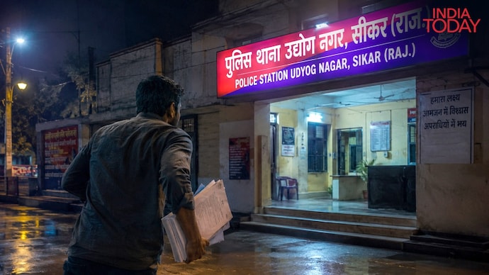The whistleblower in the NEET-UG 2026 paper-leak case rushed to a police station in Rajasthan's Sikar with the guess paper as evidence on May 4. (Generative AI Image/Author) The whistleblower rushed to the police station, alleging that questions were leaked of NEET-UG, but did not lodge a written complaint. Later, he approached the NTA. (Generative AI Image/Author)
