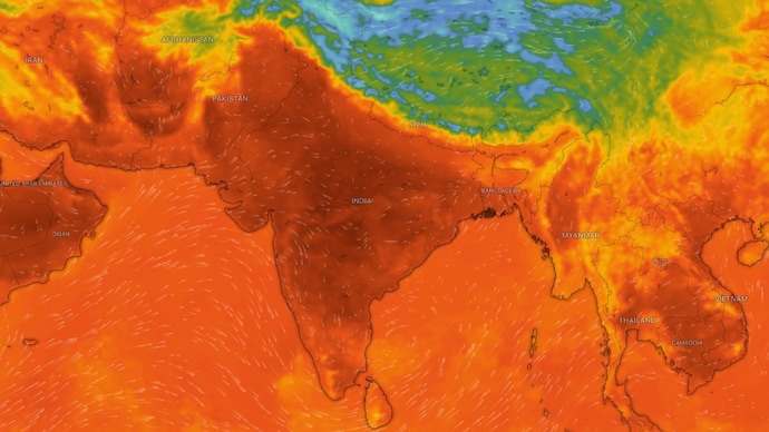A weather map showing widespread extreme heat to illustrate impacts of El Nino. (Photo: Windy) These cities in India are at high risk from super El Nino that will hit this year