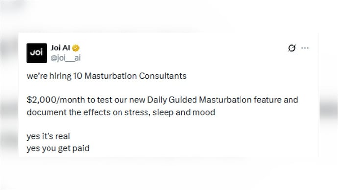 This AI startup is paying people Rs 1.9 lakh to masturbate (Photo: Joi AI/X) Joi AI masturbation consultant job