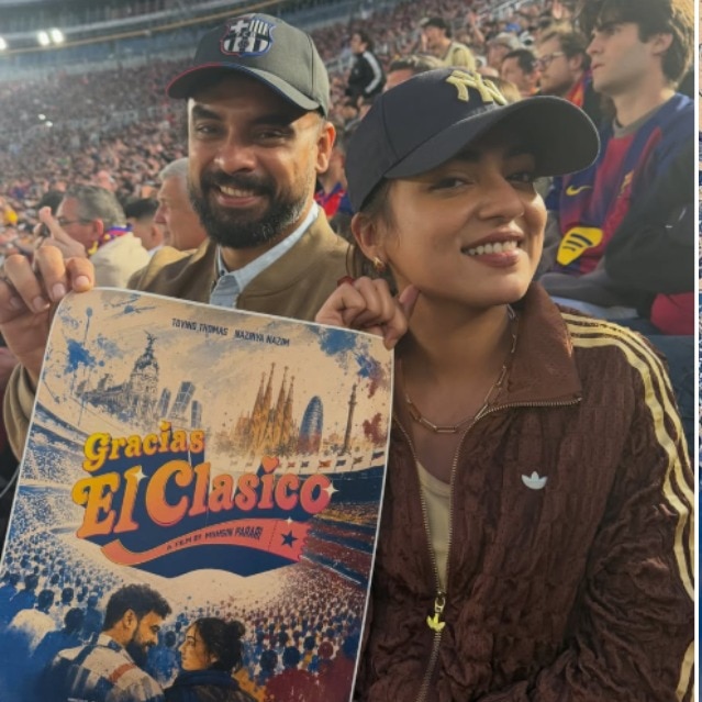 Tovino Thomas, Nazriya reveal new film title amid Barcelona vs Real Madrid clash