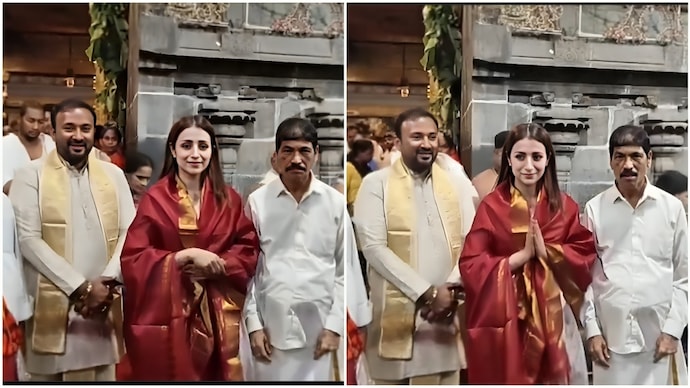 Trisha visited Tirupati temple on her 43rd birthday. Trisha