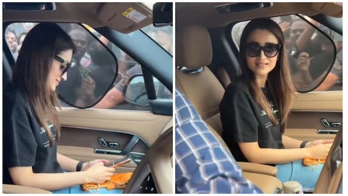 Trisha Krishnan, during an interaction with fans at Karuppu screening. Trisha Krishnan blushes as fan asks about CM Vijay at Karuppu screening. Video