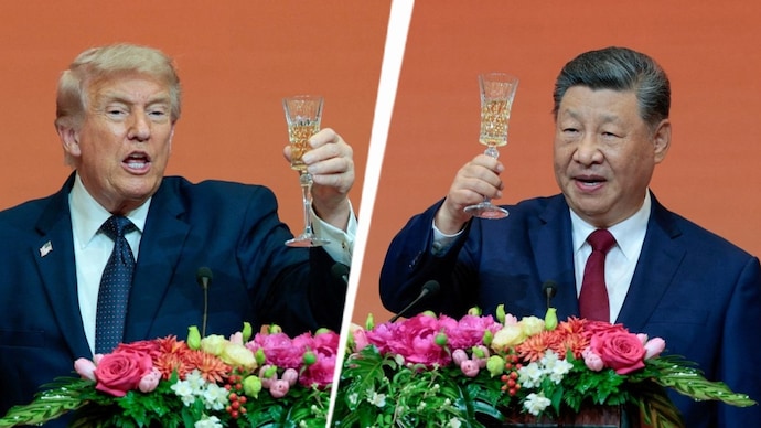 Chinese leader Xi Jinping began his speech at tonight’s state banquet with an uplifting tone. Xi Ping Trump press conference