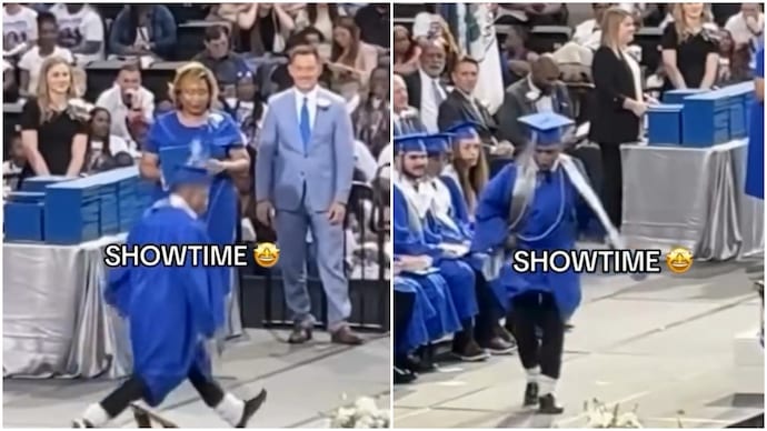 A student's 2024 graduation moonwalk video has gone viral again with 22 million views. (Photo: Instagram) university