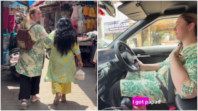 US woman compares Indian markets to stores back home (Photos: @iamkatiesharma/Instagram) US woman compares Indian markets to stores back home