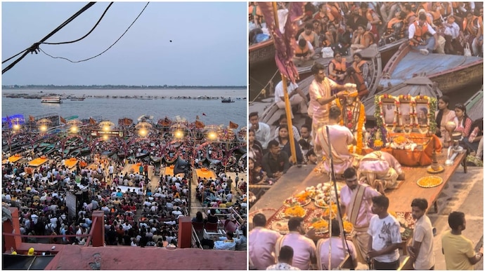 China's Ambassador to India shared some glimpses of the aarti in Varanasi. (Photo: X) varanasi