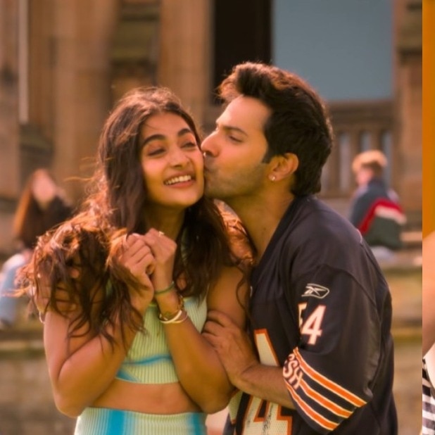 A still of Varun Dhawan, Pooja Hegde, Mrunal Thakur from Hai Jawani Toh Ishq Hona Hai