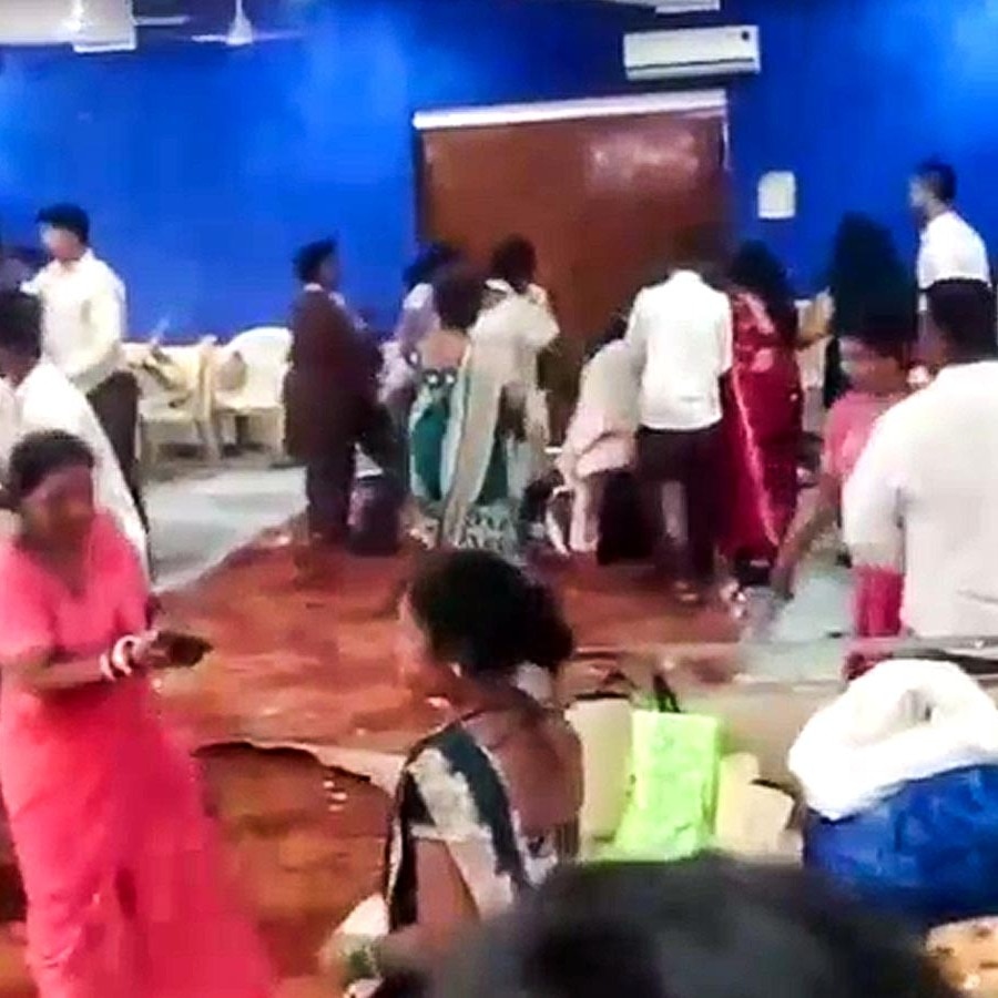 Video: Chaos after wedding, bride and groom's families attack each other