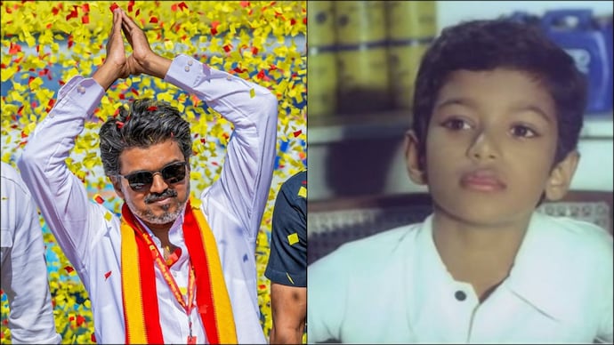 Vijay in a still from his 1st film Vetri (R), Vijay during campaigning (Photo: PTI, Video screenshot) Vetri prophecy? How Vijay and his father's first film predicted TVK's historic win