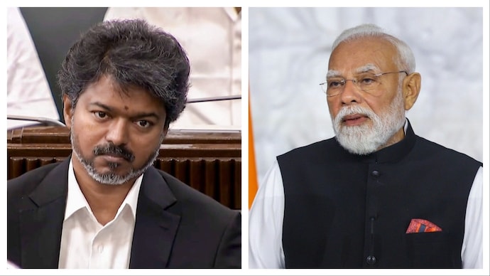 Tamil Nadu Chief Minister C Joseph Vijay (left) wrote a letter to Prime Minister Narendra Modi about fertiliser shortage. (Photo: PTI) Vijay