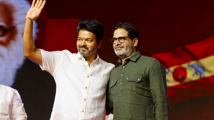 Prashant Kishor's association with TVK began in early February 2025 after he met Vijay. Kishor's prophecy came on TVK's first anniversary. (Image: File) vijay and prashant kishor
