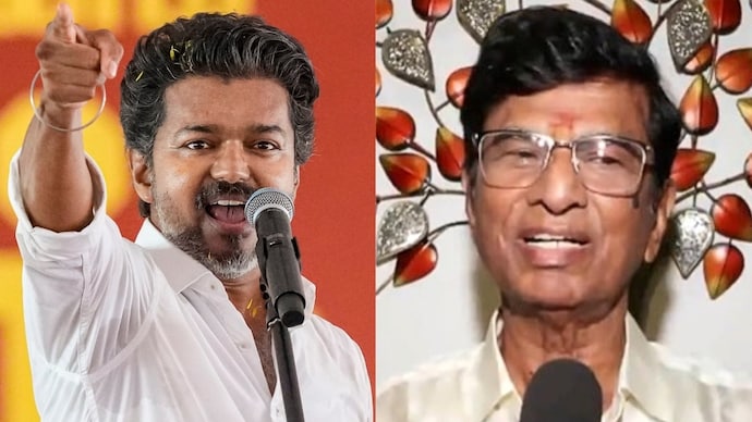 Vijay's father (right) reacts to TVK taking the lead in Tamil Nadu elections (Photo: PTI/Video screengrab) Vijay was confident that he would become Chief Minister: Father's reaction to TVK's shock in Tamil Nadu elections