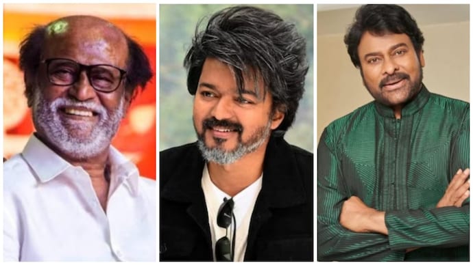 Actors Rajinikanth (left) and Chiranjeevi (right) among others congratulate Vijay (centre). (Credit: Instagram/@chiranjeevikonidela @actorvijay/India Today Archives) Rajinikanth, Chiranjeevi congratulate Vijay as TVK nears victory in Tamil Nadu