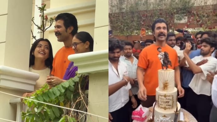 Vijay Deverakonda celebrated his 37th birthday with Rashmika Mandanna. (Credit: Instagram/@manav.manglani @shiny_sameer). Vijay Deverakonda, Rashmika Mandanna