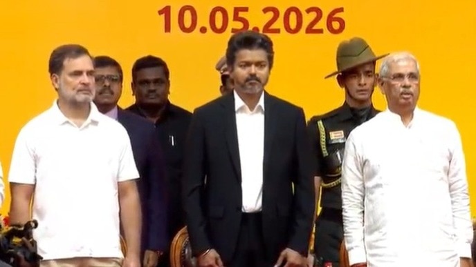 Vijay's oath: Vande Mataram sung in full, followed by National Anthem, state song