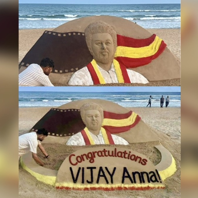 Vijay thanks Sudarsan Pattnaik for stunning sand art tribute after swearing-in