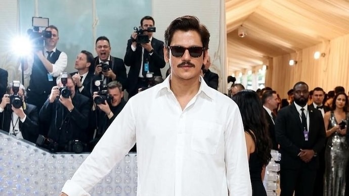 Vijay Varma posted pictures while posing on the Met Gala red carpet (Credits: Instagram/@itsvijayvarma Vijay Verma