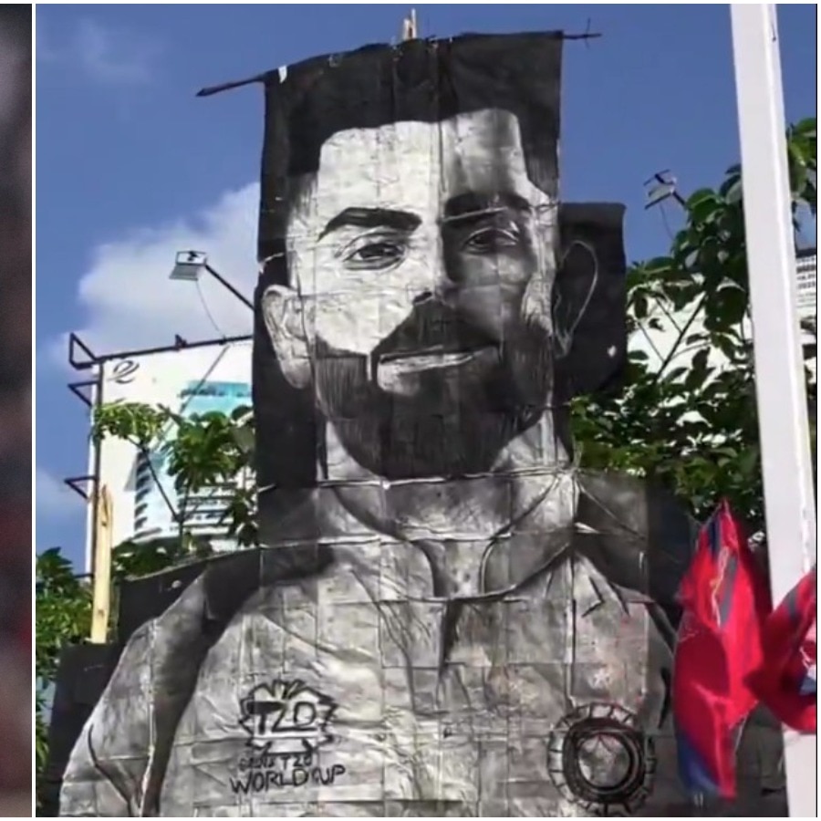 Video: 345 sq ft handmade artwork of Virat Kohli unveiled outside Lucknow stadium