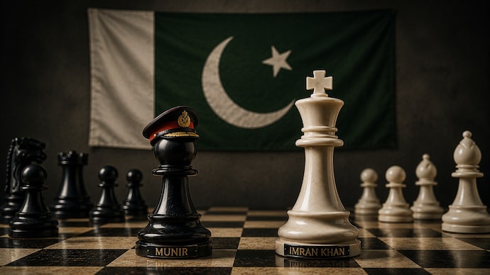 While Imran Khan remains behind bars, Asim Munir today sits at the helm of power in Pakistan. (Image: AI-edit/ India Today) While Imran Khan remains behind bars, Asim Munir today sits at the helm of power in Pakistan. (Image: AI-edit/ India Today)