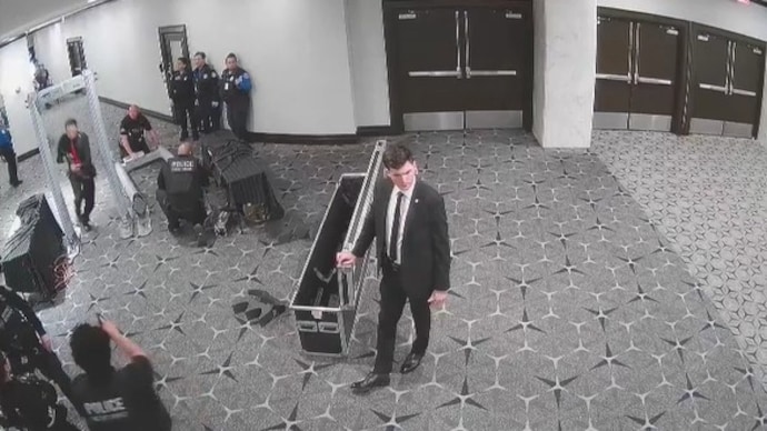 The video captures Allen running through a security checkpoint at the Washington Hilton hotel. White House shooter