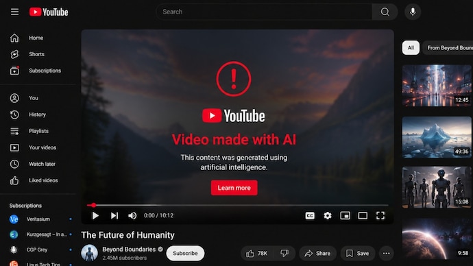 YouTube will now detect AI-generated videos on its own. (Representational image made with AI)