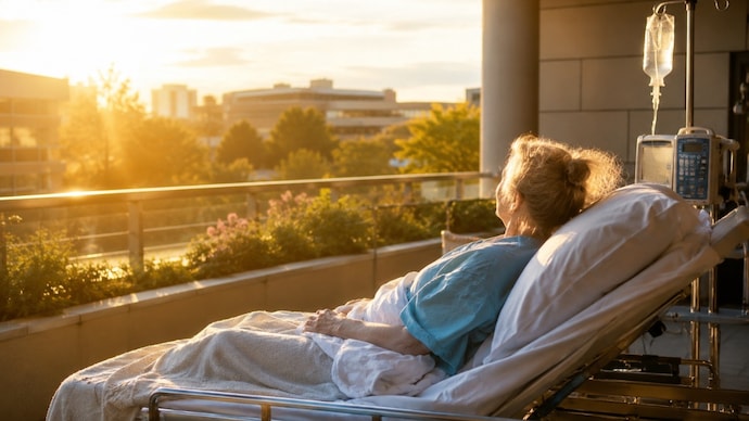 A patient enjoys sunlight outdoors, highlighting its role in recovery. A patient enjoys sunlight outdoors, highlighting its role in recovery.