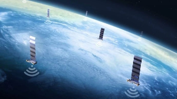 A representational image of a cluster of Starlink satellites orbiting Earth, visualising SpaceX's vast constellation soon to shift lower for enhanced safety. (Photo: X/@MarioNawfal)