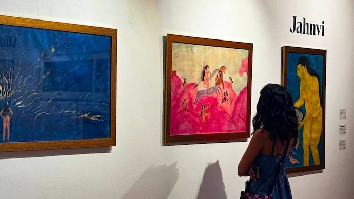 A visitor at Pristine Contemporary gallery