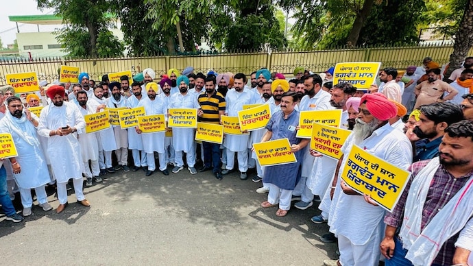 AAP staged protests across Punjab accusing the Shiromani Akali Dal of circulating a fake video of Chief Minister Bhagwant Mann.