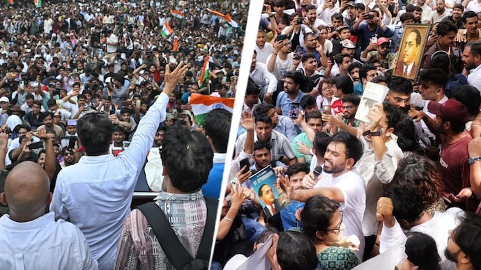 The demonstration triggered a massive security deployment across Delhi. (Credits" Abhijeet Dipke/X) Abhijeet Dipke CJP Protest
