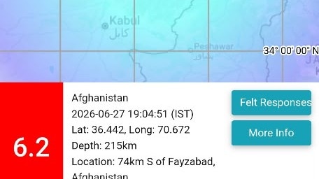 Magnitude 6.2 earthquake jolts Afghanistan, tremors felt in northwest India, Pak