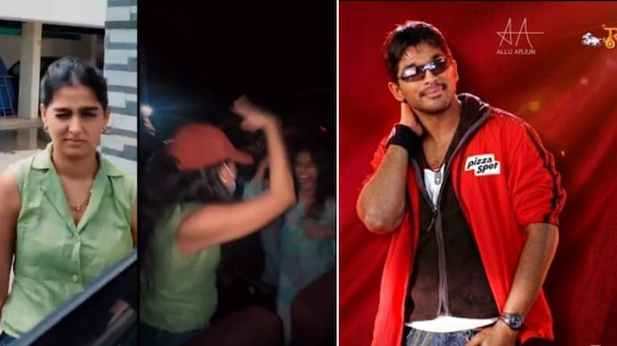 Actor Anaswara Rajan joins fans at Allu Arjun’s Happy re-release, dances to songs.