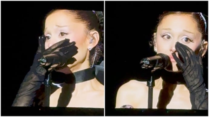 Ariana Grande tears up during show in LA