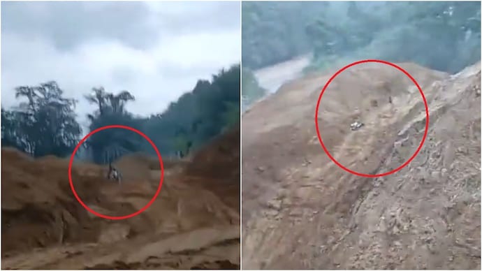 A video showing a biker's close save amid a landslide in Arunachal is viral. (Photo: x) arunachal
