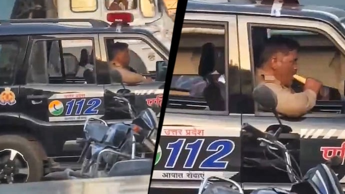 A viral video showed the police personnel eating ice cream while seated inside the vehicle. Kanpur cop