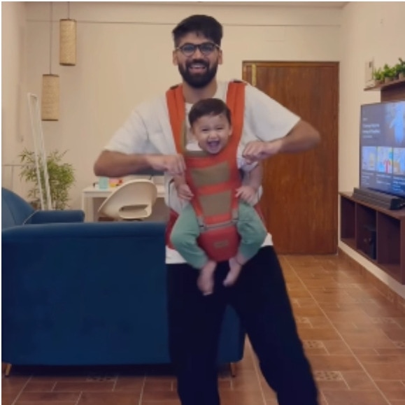 Bengaluru father's dance with daughter in baby carrier leaves 22 million smiling
