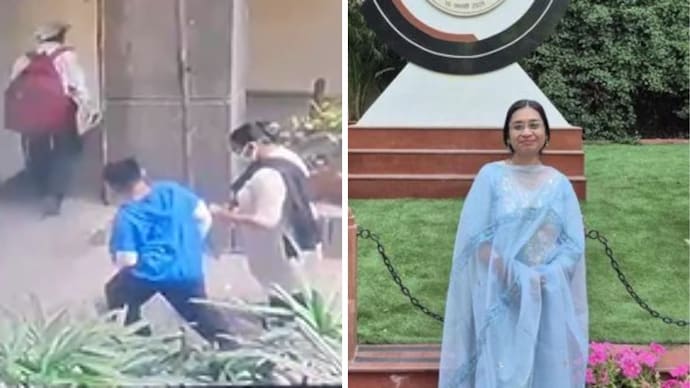 CCTV footage has now surfaced showing the three accused, a couple and their minor son, entering the residential building in East Delhi where the murder took place. CCTV footage has now surfaced showing the three accused, a couple and their minor son, entering the residential building in East Delhi where the murder took place.