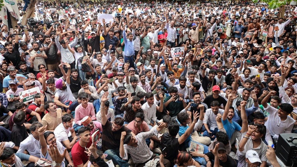Cockroach Janta Party (CJP) supporters during a protest demanding the resignation of Union Education Minister Dharmendra Pradhan over alleged examination-related lapses, at the Jantar Mantar. Cockroach Janta Party (CJP) supporters during a protest demanding the resignation of Union Education Minister Dharmendra Pradhan over alleged examination-related lapses, at the Jantar Mantar.