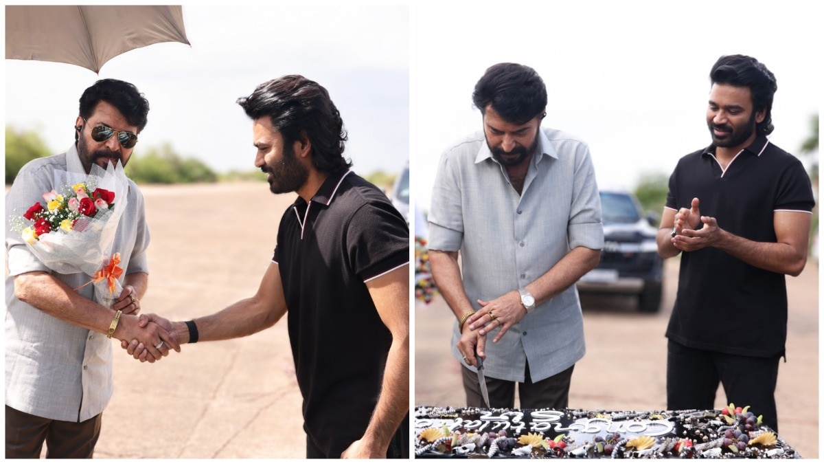 Dhanush congratulates Mammootty on Padma Bhushan with a cake-cutting celebration