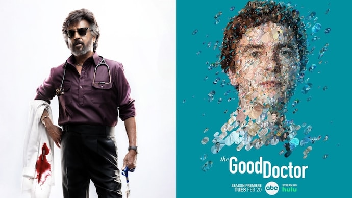 An X user claimed that Rajinikanth's Dharman was an adaptation of Hollywood series, The Good Doctor. Posters of Dharman and The Good Doctor.