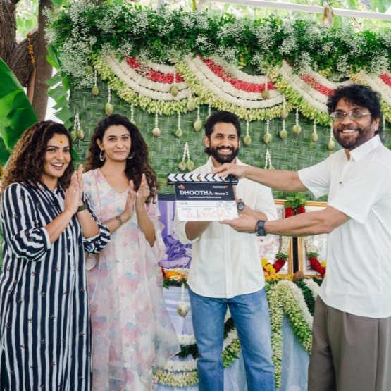 Nagarjuna claps board for Dhootha 2 as Naga Chaitanya turns producer