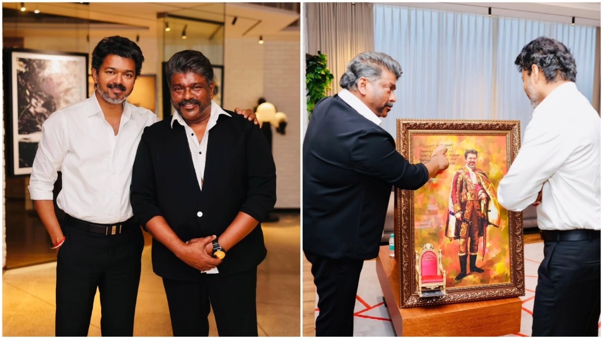 Months after Trisha row, director Parthiban meets CM Vijay, gifts him painting