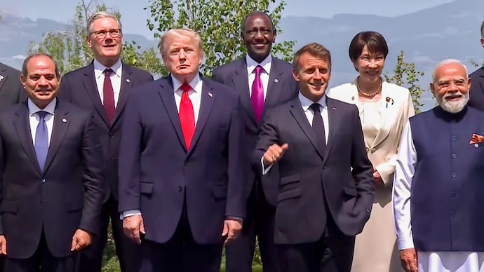 Donald Trump with PM Modi and other world leaders at the G7 Summit