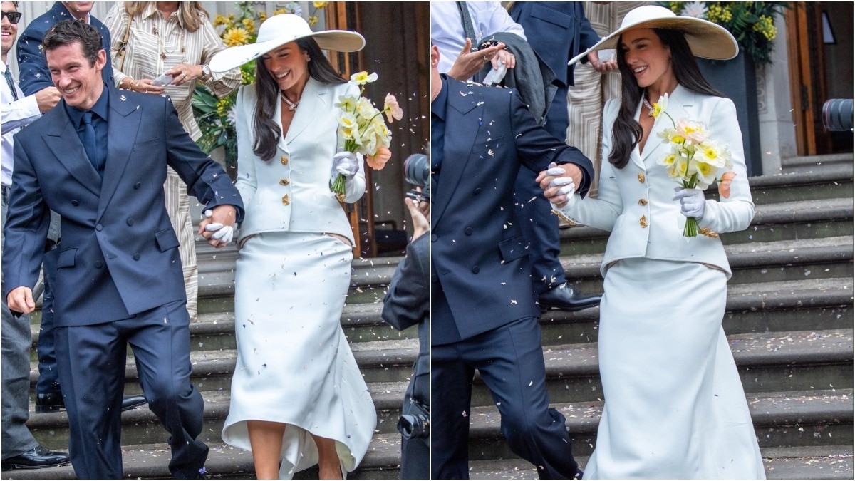 Dua Lipa said 'I do' in a Schiaparelli skirt suit, not a wedding gown