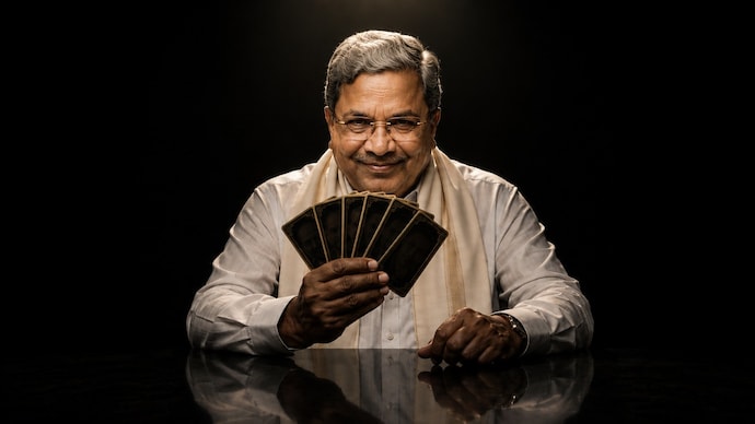 Former Karnataka CM Siddaramaiah seems to be holding all the cards required to dominate Karnataka politics, even as he has stepped down. (Generative AI image/ Author) Former Chief Minister of Karnataka, Siddaramaiah, seems to be holding all the powerful cards required for the dominance in Karnataka politics, even as he has stepped down from the CM's post. (Generative AI image/author)